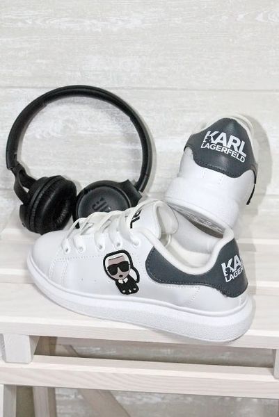 Модные кеды детские белые Karl 31-35 4010 фото