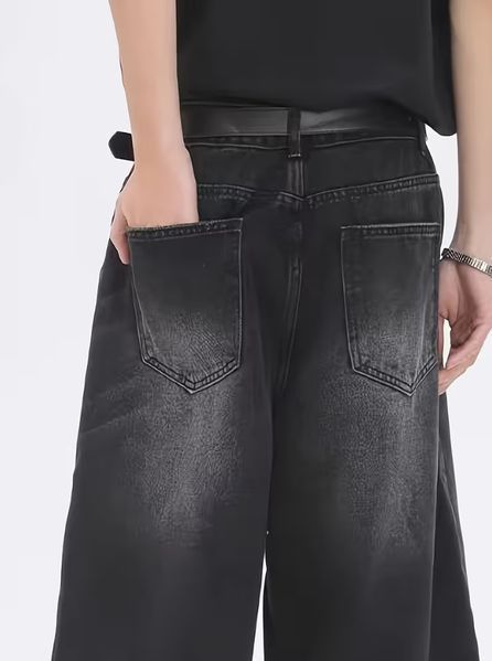 Шорти джинсові чорні для хлопця Baggy Модно 164-185 240525 фото