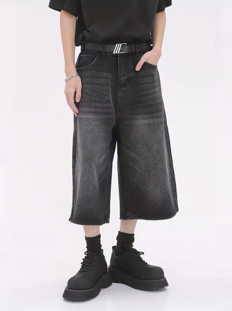 Шорти джинсові чорні для хлопця Baggy Модно 164-185 240525 фото