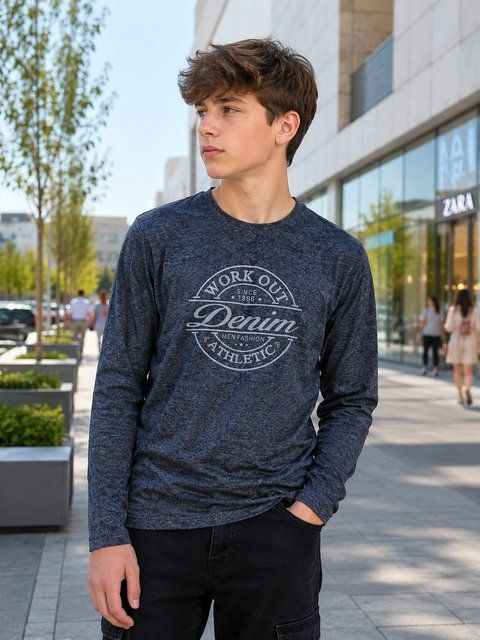 Лонгслив реглан для мальчика подростка Denim 300824 фото