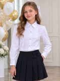 Блузка рубашка для девочки белая 120-170 270618 фото